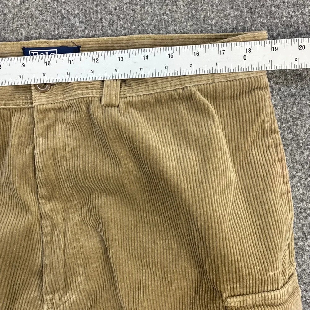 VTG Polo Ralph Lauren Cargo Pants Mens 38x32 Corduroy Tan Military Straight Leg